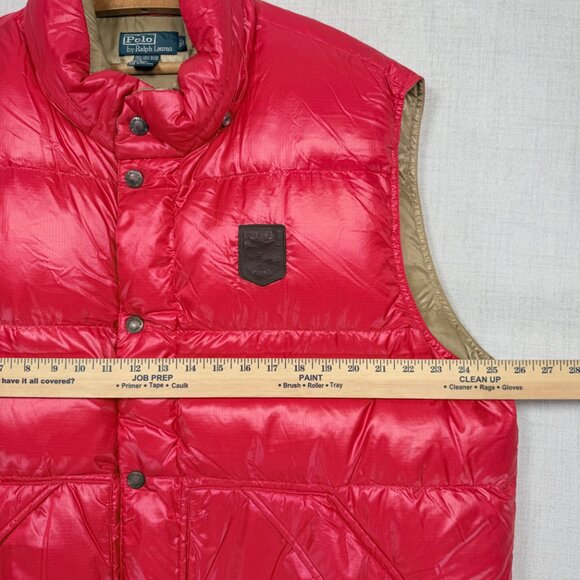 Vintage Polo Ralph Lauren Puffer Vest Snap Front Red Sleeveless Down Size XXL - Picture 9 of 13